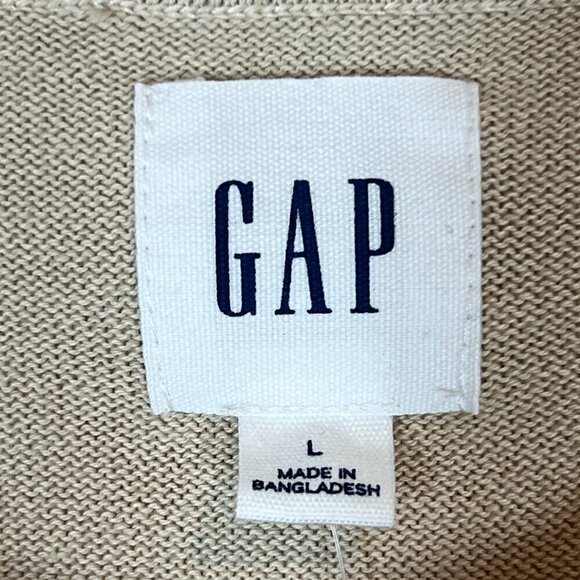 Gap Sweater Stripe Knit Preppy Tan Blue Gray Large - Picture 4 of 9